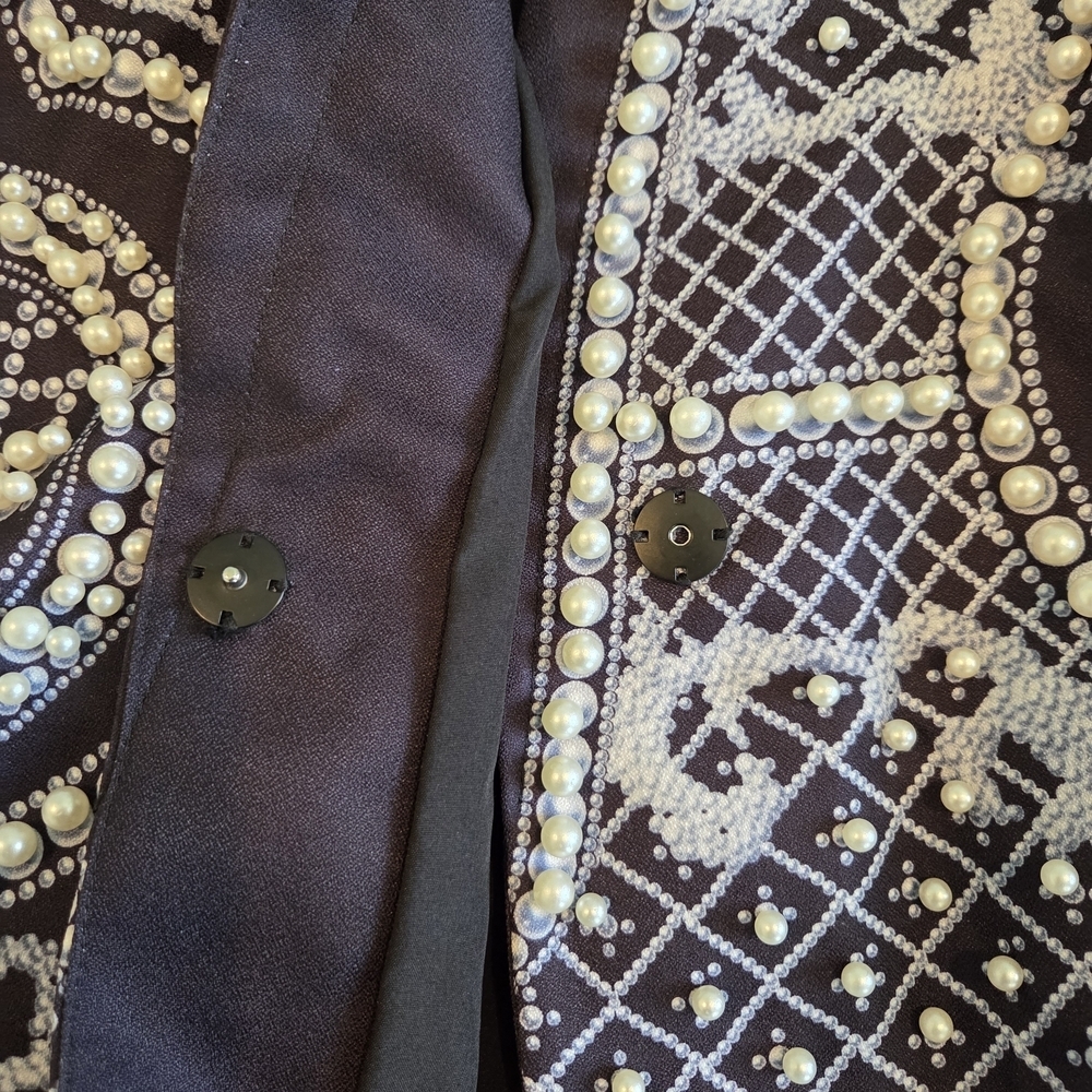 Bella Barnett Black Embellished Beaded Open Front Jacket Size S - Picture 13 of 16